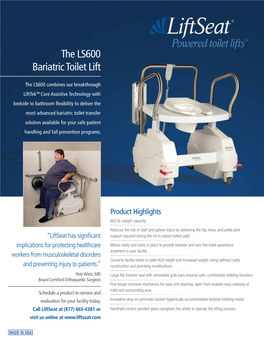 The LS600 Bariatric Toilet Lift