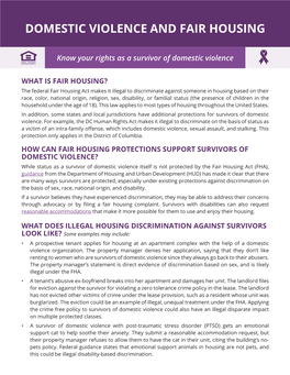 Domestic Violence and Fair Housing