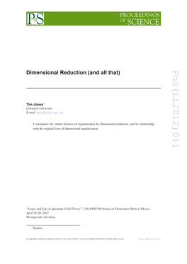 Dimensional Reduction, Regularisation