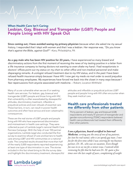 Lesbian, Gay, Bisexual and Transgender (LGBT) People and People Living with HIV Speak Out