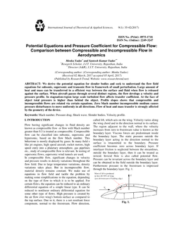 Potential Equations and Pressure Coefficient For