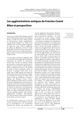 Les Agglomérations Antiques De Franche-Comté Bilan Et Perspectives