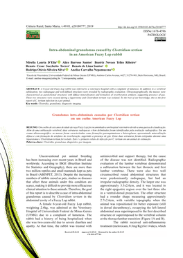 Intra-Abdominal Granulomas Caused by Clostridium Tertium in an American Fuzzy Lop Rabbit