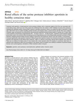 Renal Effects of the Serine Protease Inhibitor Aprotinin in Healthy Conscious Mice