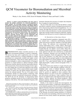 QCM Viscometer for Bioremediation and Microbial Activity Monitoring Wesley A