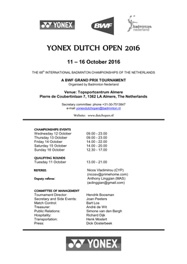 Yonex Dutch Open 2016