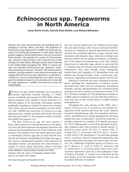 Echinococcus Spp. Tapeworms in North America Jacey Roche Cerda, Danielle Elise Buttke, Lora Rickard Ballweber