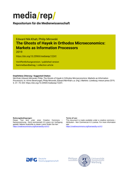 The Ghosts of Hayek in Orthodox Microeconomics: Markets As Information Processors 2019