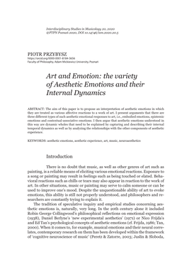 Art and Emotion: the Variety of Aesthetic Emotions and Their Internal Dynamics