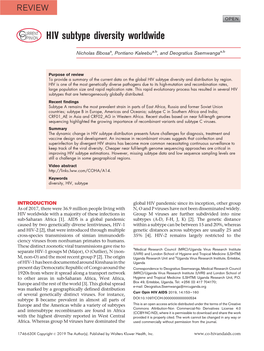 HIV Subtype Diversity Worldwide