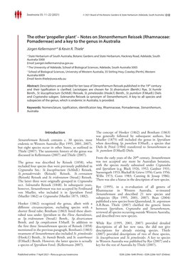 Notes on Stenanthemum Reissek (Rhamnaceae: Pomaderreae) and a Key to the Genus in Australia Jürgen Kellermanna,B & Kevin R