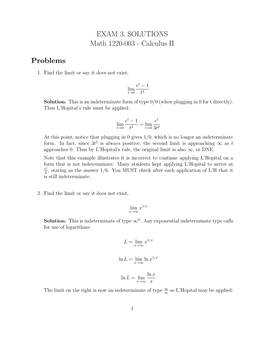 EXAM 3, SOLUTIONS Math 1220-003 - Calculus II