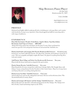 Resume & Song List