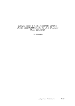 Is There a Reasonable Condition Wherein Isaac Might Surrender His Life to an Alleged Divine Command?