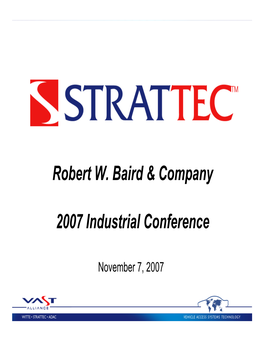 2007 Robert W. Baird Industrial Conference