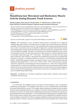 Mandibular Jaw Movement and Masticatory Muscle Activity During Dynamic Trunk Exercise