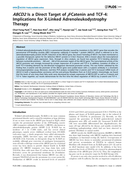 ABCD2 Is a Direct Target of B-Catenin and TCF-4: Implications for X-Linked Adrenoleukodystrophy Therapy