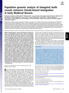 Population Genomic Analysis of Elongated Skulls Reveals Extensive Female-Biased Immigration in Early Medieval Bavaria