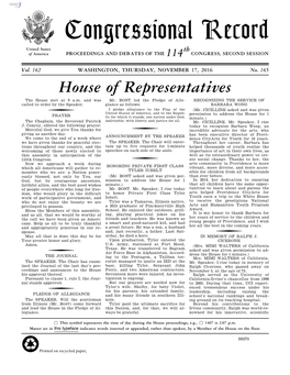 Congressional Record United States Th of America PROCEEDINGS and DEBATES of the 114 CONGRESS, SECOND SESSION