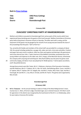 Evacuees' Christmas Party at Knaresborough