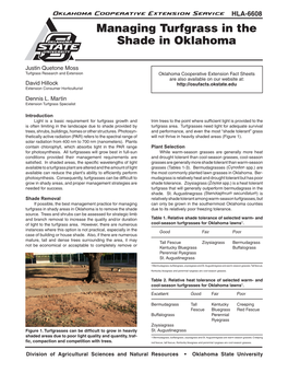 Managing Turfgrass in the Shade in Oklahoma