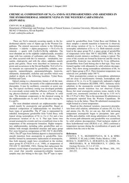 CHEMICAL COMPOSITION of Ni, Co and Fe SULPHOARSENIDES and ARSENIDES in the HYDROTHERMAL SIDERITE VEINS in the WESTERN CARPATHIANS (SLOVAKIA)