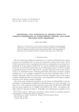 Geometric and Topological Obstructions to Various Immersions in Submanifold Theory and Some Related Open Problems