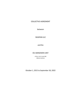 Seaspan ULC and ILWU Oil Bargmen Collective Agreement 2015-2022.Pdf