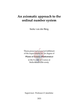 An Axiomatic Approach to the Ordinal Number System