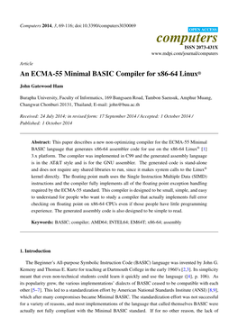 An ECMA-55 Minimal BASIC Compiler for X86-64 Linux®
