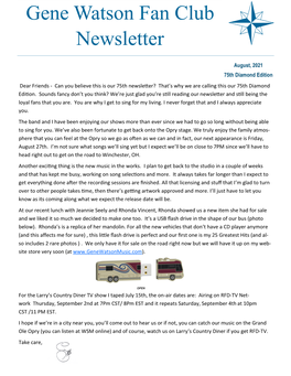 Gene Watson Fan Club Newsletter