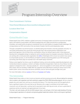 Program Internship Overview