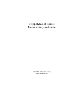 Hippolytus of Rome: Commentary on Daniel