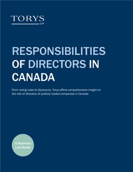 Responsibilities of Directors in Canada