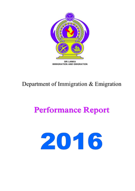 Performance Report of the Department of Immigration And