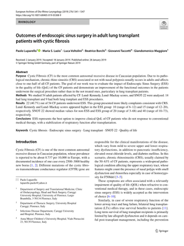 Outcomes of Endoscopic Sinus Surgery in Adult Lung Transplant Patients with Cystic Fibrosis