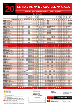 Le Havre Deauville Caen 20 Horaires Du 24 Décembre 2018 Au 6 Juillet 2019 Inclus En Semaine