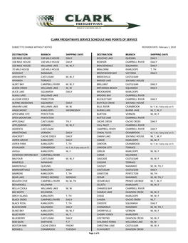 Clark Freightways Service Schedule and Points of Service