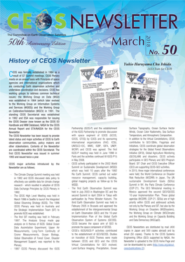 CEOS Newsletter Yukio Haruyama,Chu Ishida, JAXA Team for CEOS EOS Was Formally Established in 1984 As a Cresult of G7 Summit Meetings