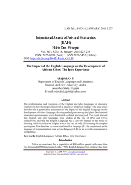 International Journal of Arts and Humanities (IJAH) Bahir Dar- Ethiopia Vol