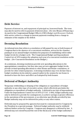 Debt Service Deeming Resolution Deferral of Budget Authority