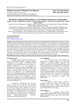 Scholars Journal of Medical Case Reports