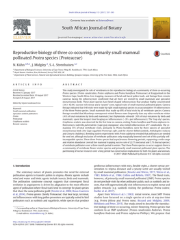 Reproductive Biology of Three Co-Occurring, Primarily Small-Mammal Pollinated Protea Species (Proteaceae)