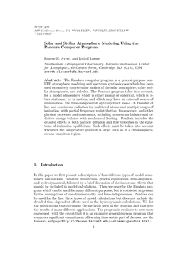 Solar and Stellar Atmospheric Modeling Using the Pandora Computer Program