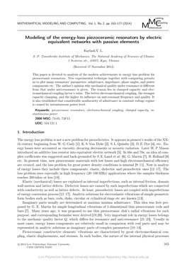 Modeling of the Energy-Loss Piezoceramic Resonators by Electric Equivalent Networks with Passive Elements