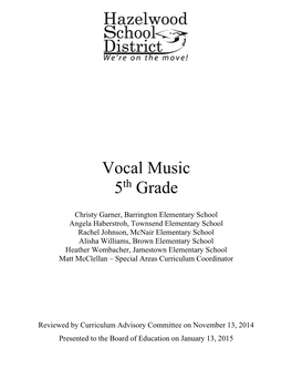 Vocal Music 5 Grade