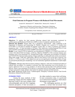 Fetal Outcome in Pregnant Women with Reduced Fetal Movements. Int J Health Sci Res