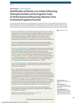 Identification of Genetic Loci Jointly Influencing Schizophrenia Risk And