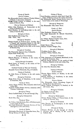 County of Lincoln. Parts of Lindseu. the Honourable Charles Anderson