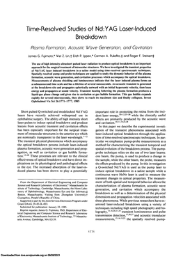 Time-Resolved Studies of Nd:YAG Loser-Induced Breakdown